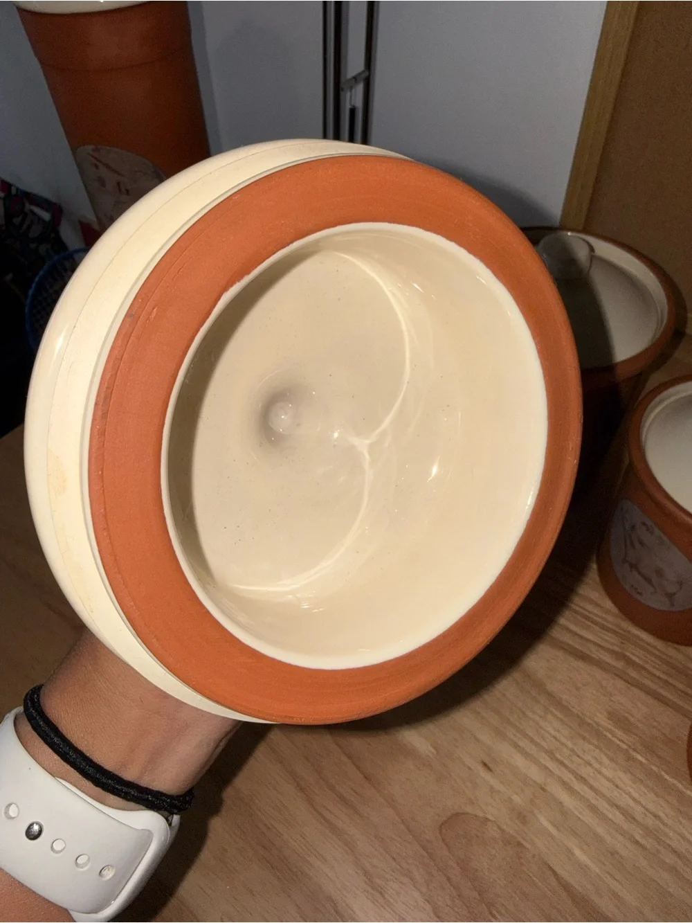 Terracotta Brown Ceramic Kitchen Canister Set with Cream Lids